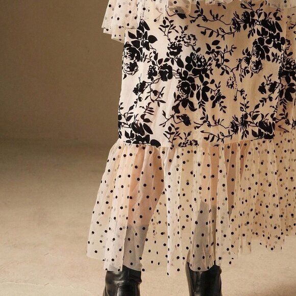 Multicolor Elegant Women's Fitted Maxi Dress with Puff Sleeve - Picture 6 of 7